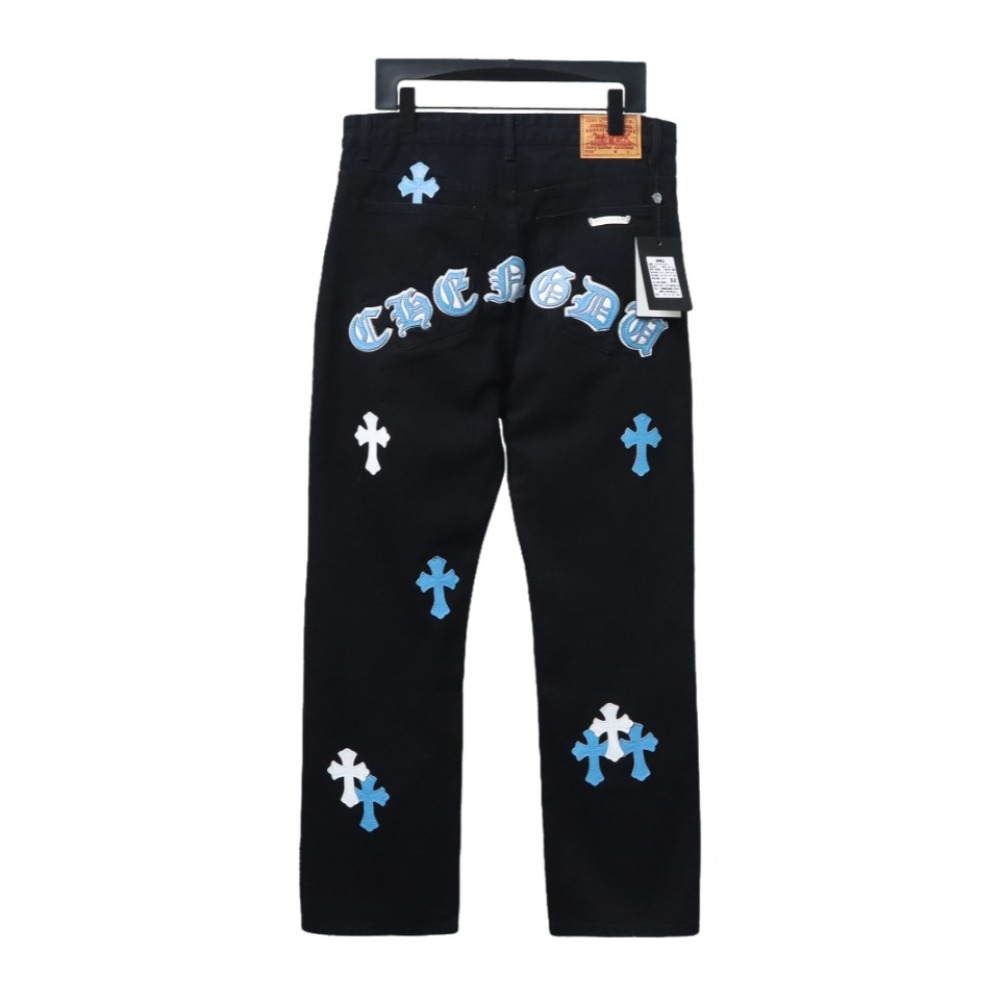 Chrome Hearts CH city limited series Sanskrit cross patch leather Jeans 2