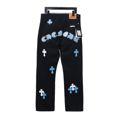 Chrome Hearts CH city limited series Sanskrit cross patch leather Jeans 2 02