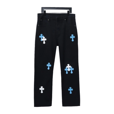 Chrome Hearts CH city limited series Sanskrit cross patch leather Jeans 2 01