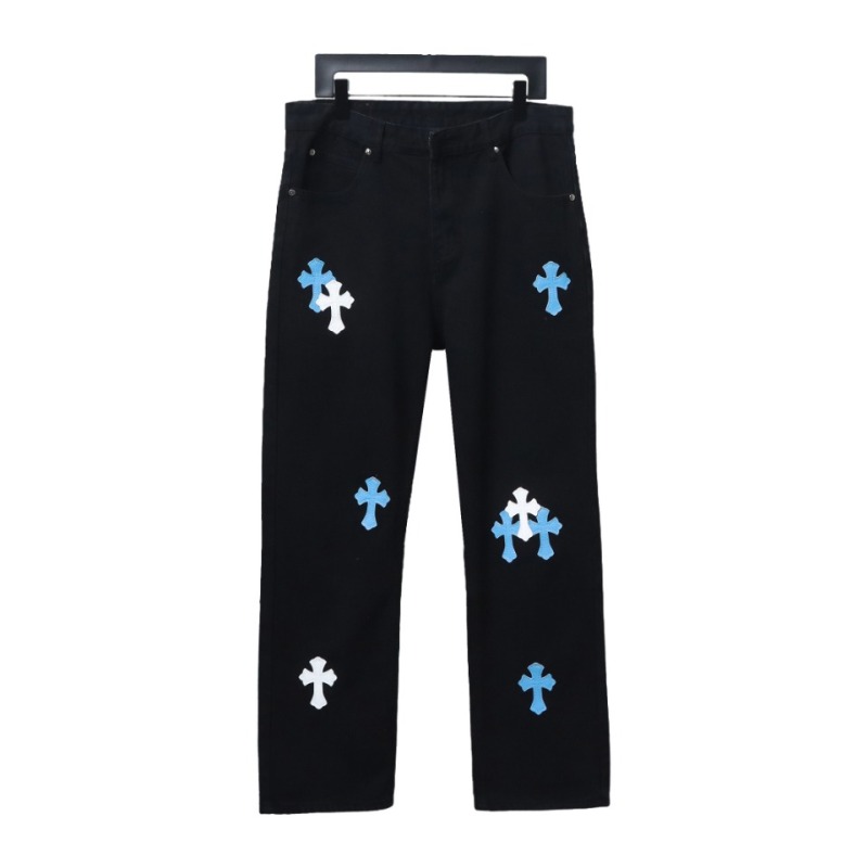 Chrome Hearts CH city limited series Sanskrit cross patch leather Jeans 2