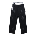Chrome hearts knee cross leather Jeans