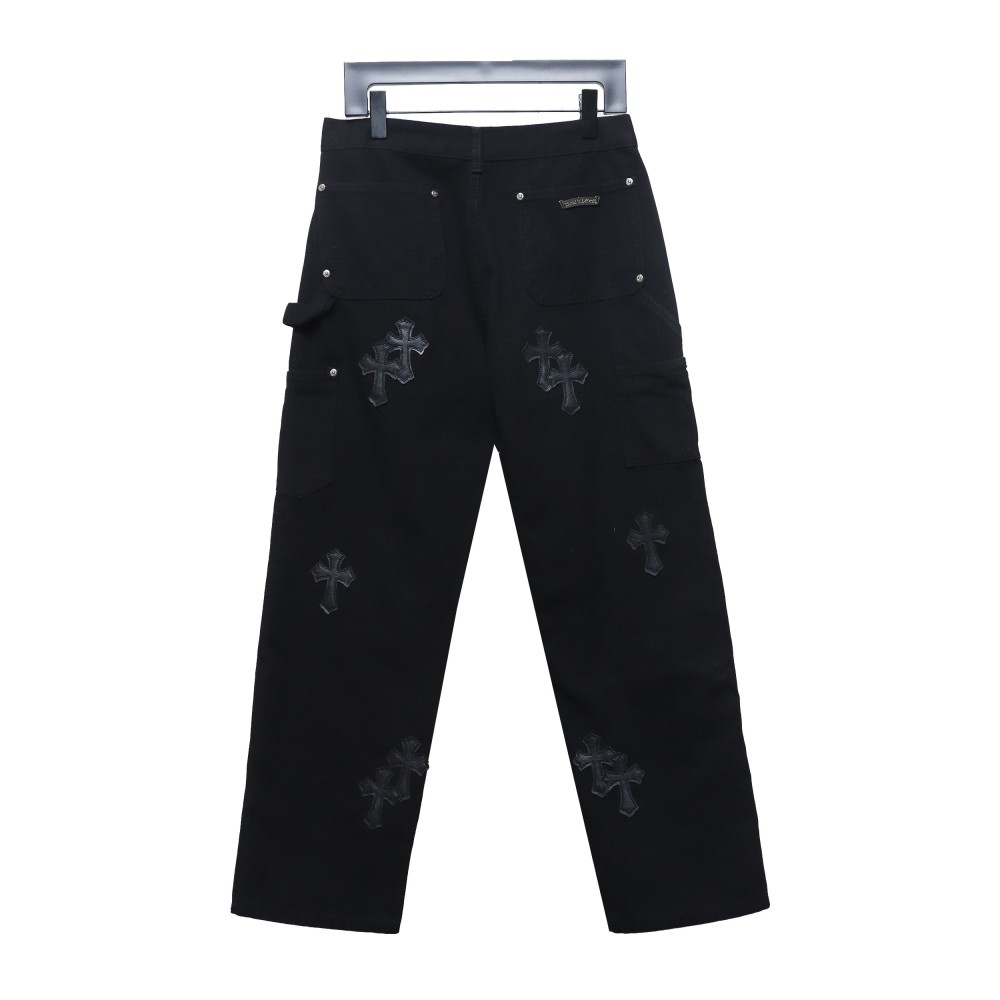 Chrome hearts knee cross leather Jeans