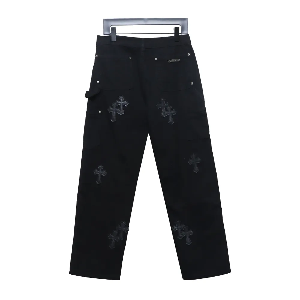 Chrome hearts knee cross leather Jeans