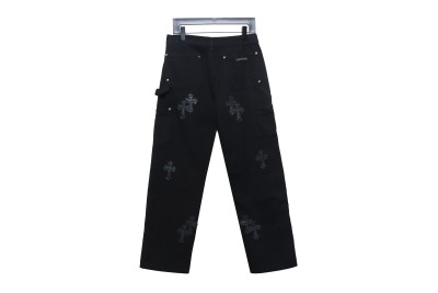 Chrome hearts knee cross leather Jeans 02