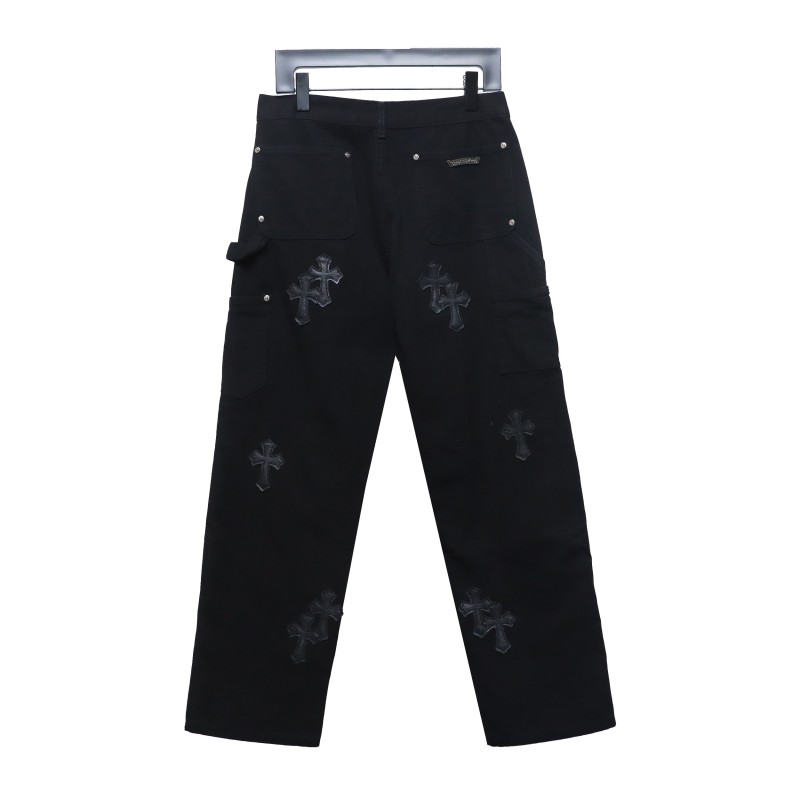 Chrome hearts knee cross leather Jeans