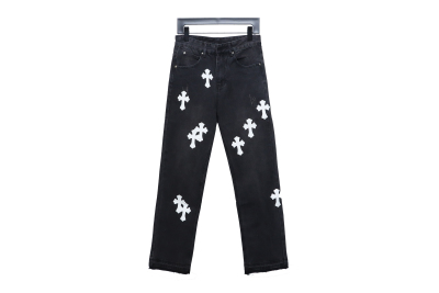 Chrome Hearts leather cross Jeans 1 01