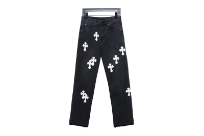 Chrome Hearts leather cross Jeans 1 01