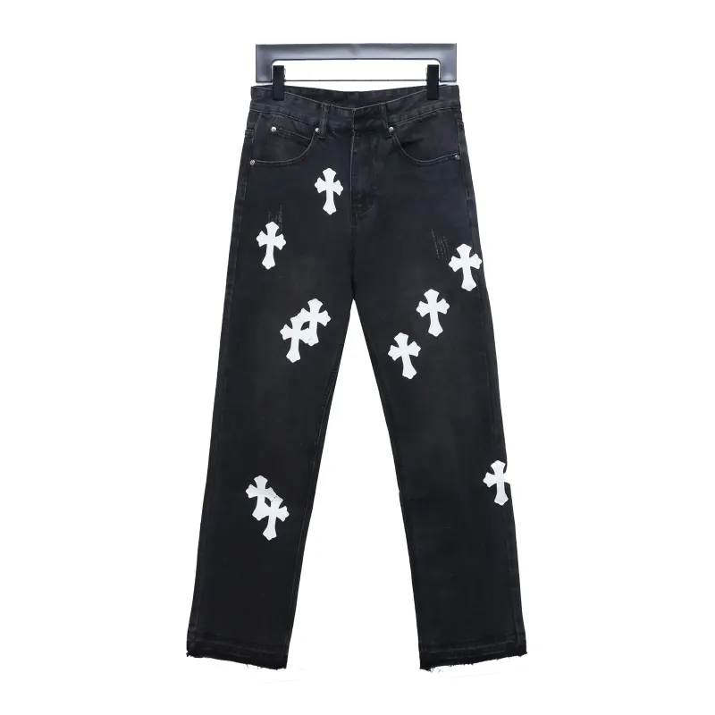  Chrome Hearts leather cross Jeans 1