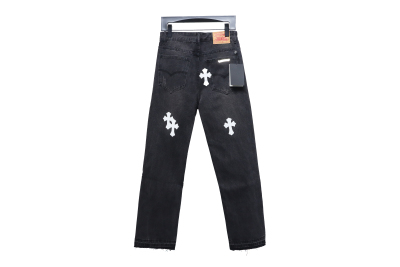 Chrome Hearts leather cross Jeans 1 02