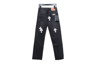 Chrome Hearts leather cross Jeans 1 02
