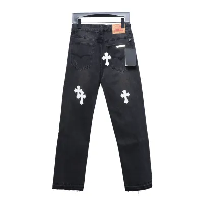 Chrome Hearts leather cross Jeans 1 02