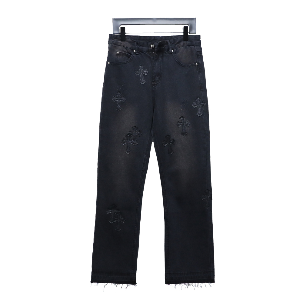 Chrome Hearts leather cross Jeans 2