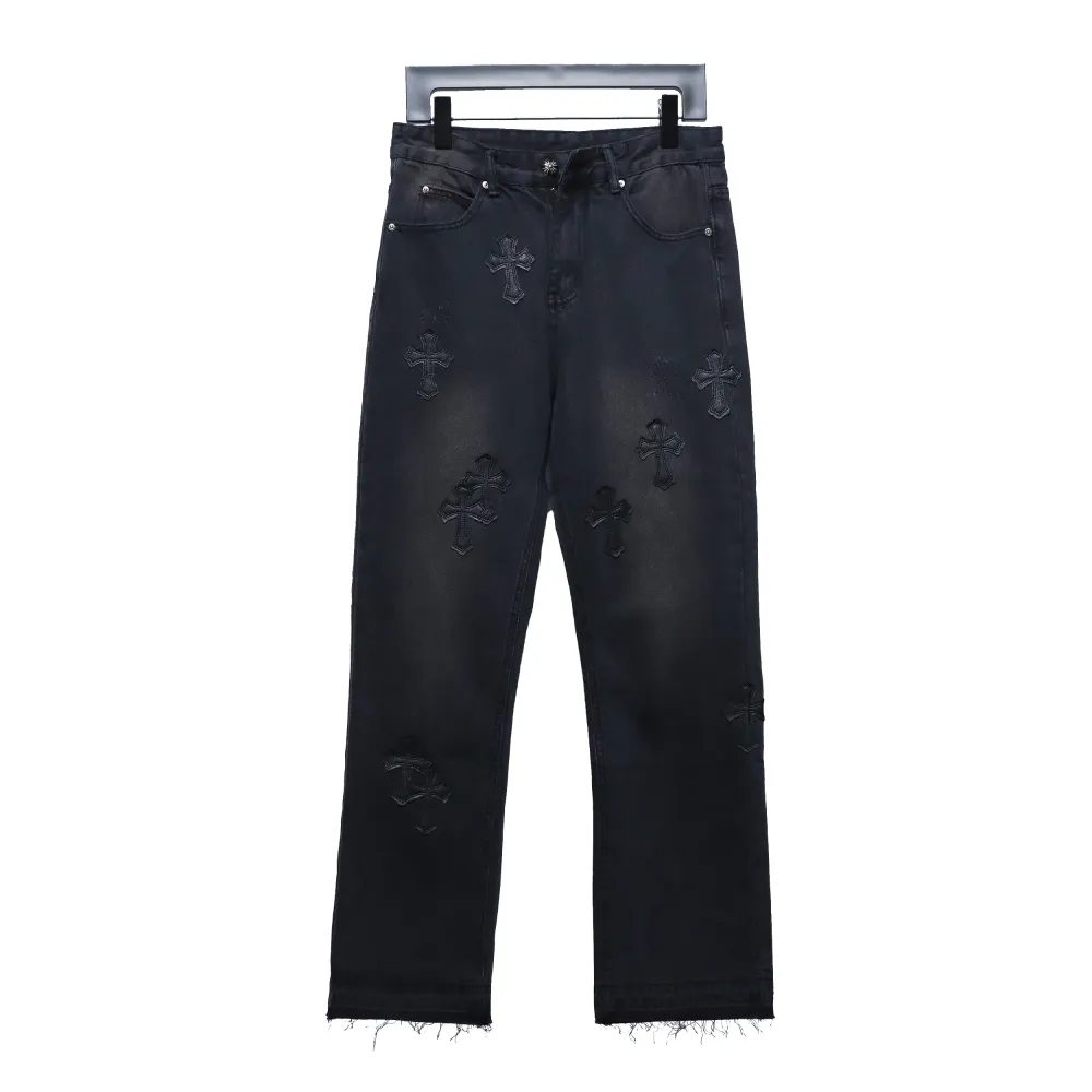 Chrome Hearts leather cross Jeans 2