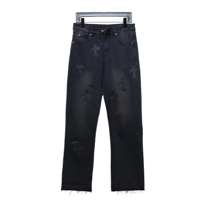 Chrome Hearts leather cross Jeans 2 01