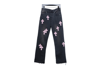 Chrome Hearts leather cross Jeans 3 01