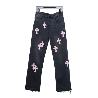 Chrome Hearts leather cross Jeans 3 01