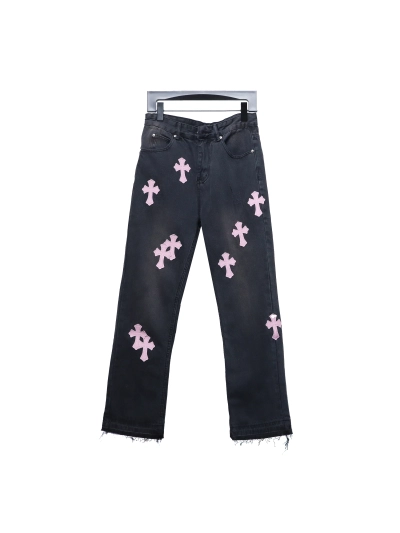 Chrome Hearts leather cross Jeans 3 01