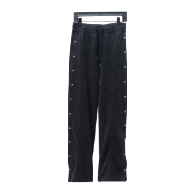 Chrome Hearts washed smoky gray patchwork buttoned Pants 01