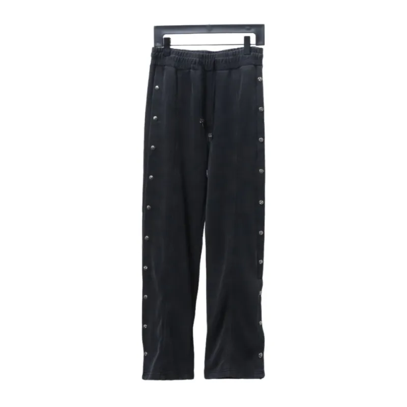  Chrome Hearts washed smoky gray patchwork buttoned Pants