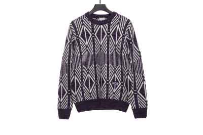 Dior diamond check jacquard pullover knit sweater 01