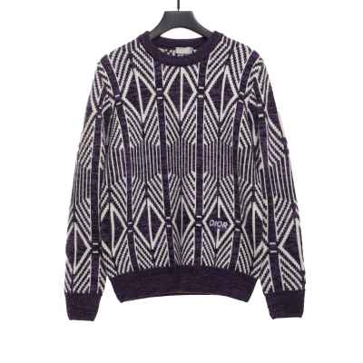  Dior diamond check jacquard pullover knit sweater 01
