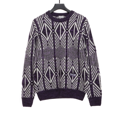 Dior diamond check jacquard pullover knit sweater 01