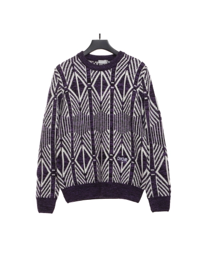 Dior diamond check jacquard pullover knit sweater 01