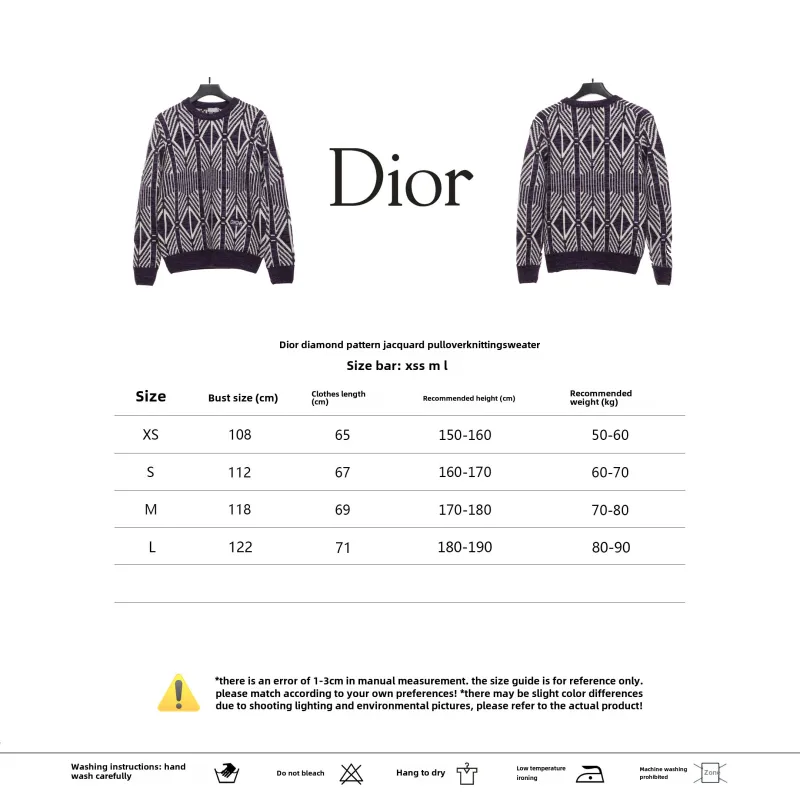 Dior diamond check jacquard pullover knit sweater