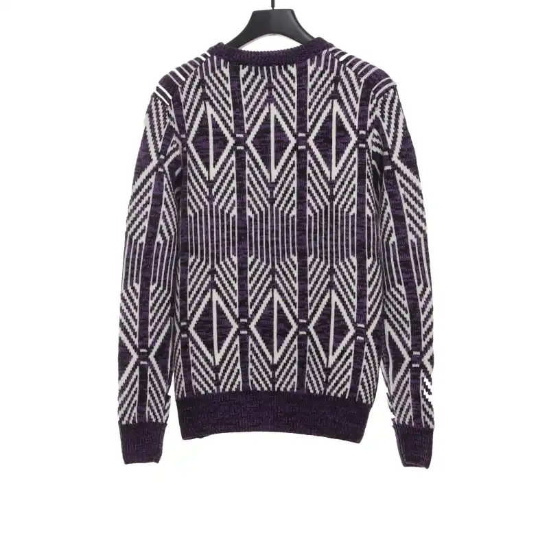 Dior diamond check jacquard pullover knit sweater