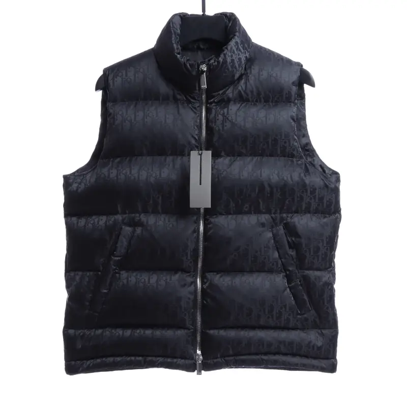 Dior full-grain dark pattern Vest Down Jacket