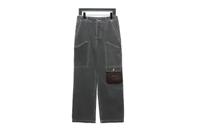 Dior x Stone Island joint 24Fw pocket Dior island logo work Jeans-gray blue 1 01