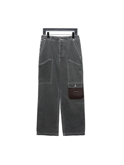 Dior x Stone Island joint 24Fw pocket Dior island logo work Jeans-gray blue 1 01