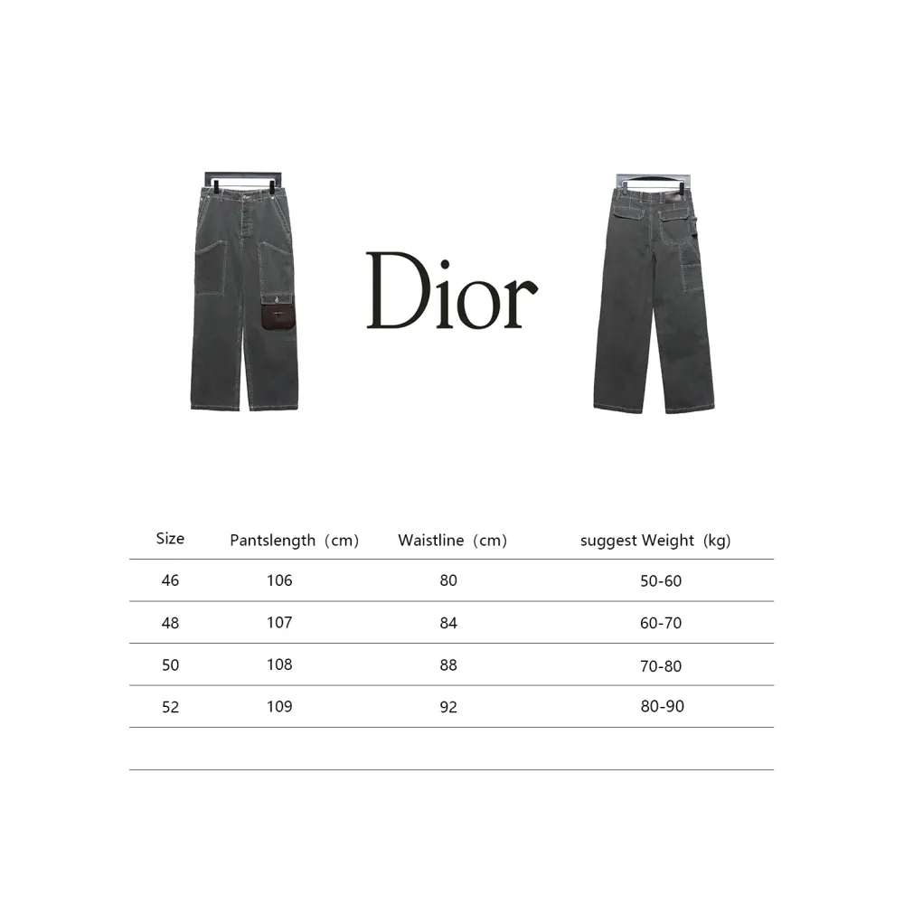 Dior x Stone Island joint 24Fw pocket Dior island logo work Jeans-gray blue 1