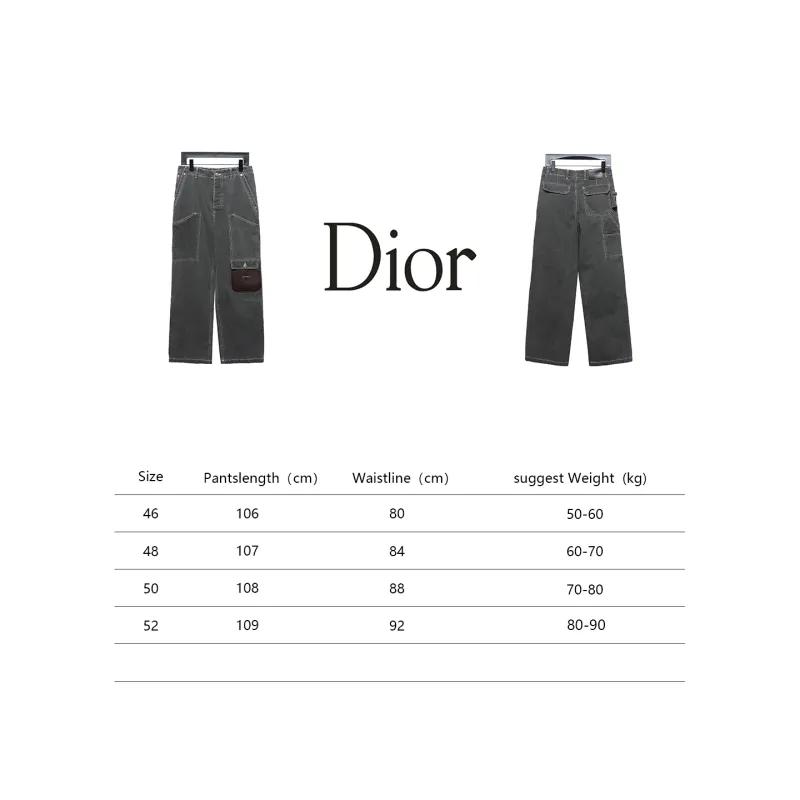 Dior x Stone Island joint 24Fw pocket Dior island logo work Jeans-gray blue 1