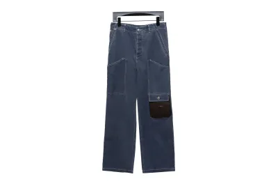 Dior x Stone Island joint 24Fw pocket Dior island logo work Jeans-gray blue 2 01