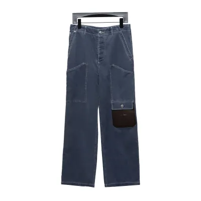 Dior x Stone Island joint 24Fw pocket Dior island logo work Jeans-gray blue 2 01