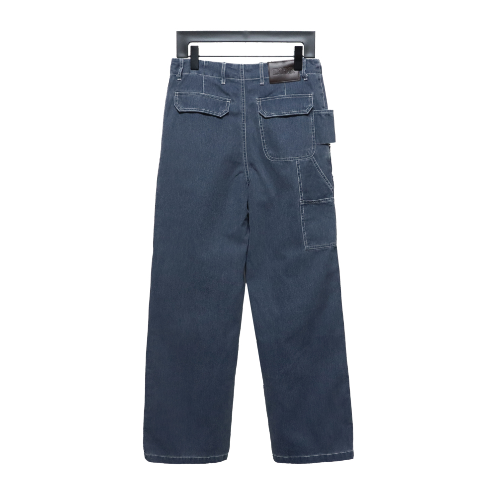 Dior x Stone Island joint 24Fw pocket Dior island logo work Jeans-gray blue 2