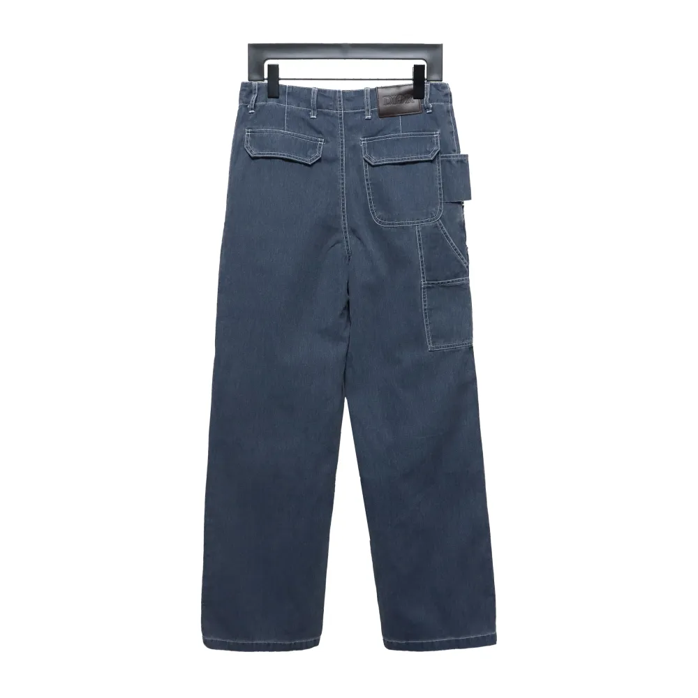 Dior x Stone Island joint 24Fw pocket Dior island logo work Jeans-gray blue 2
