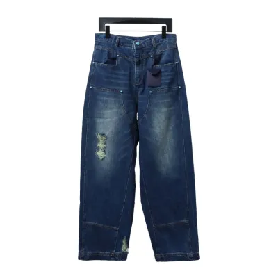 Louis Vuitton 24Fw enamel button washed distressed work Jeans 01