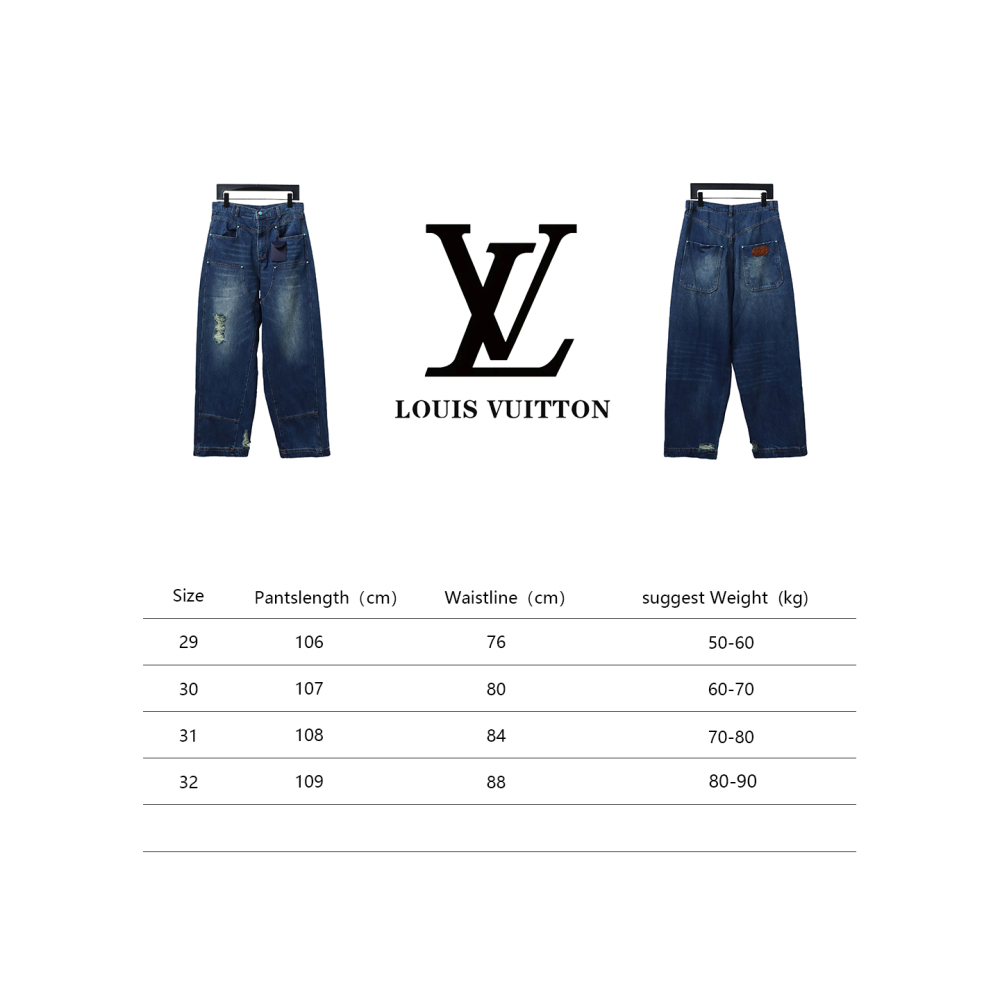  Louis Vuitton 24Fw enamel button washed distressed work Jeans