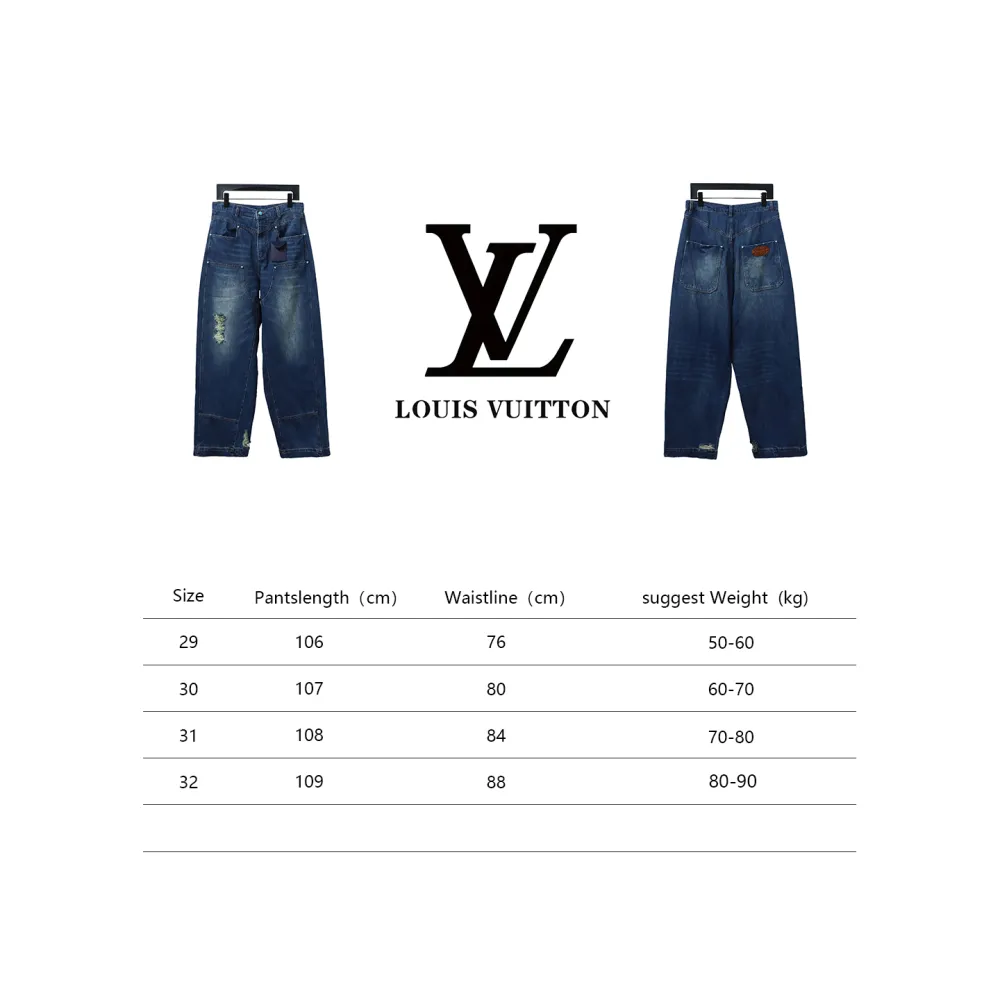  Louis Vuitton 24Fw enamel button washed distressed work Jeans