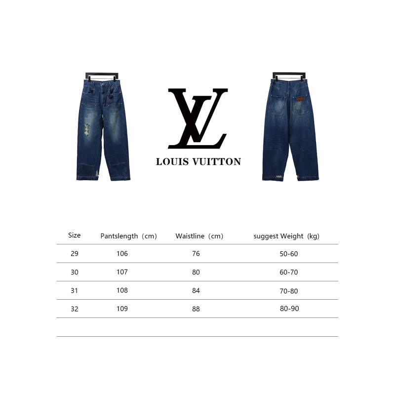  Louis Vuitton 24Fw enamel button washed distressed work Jeans