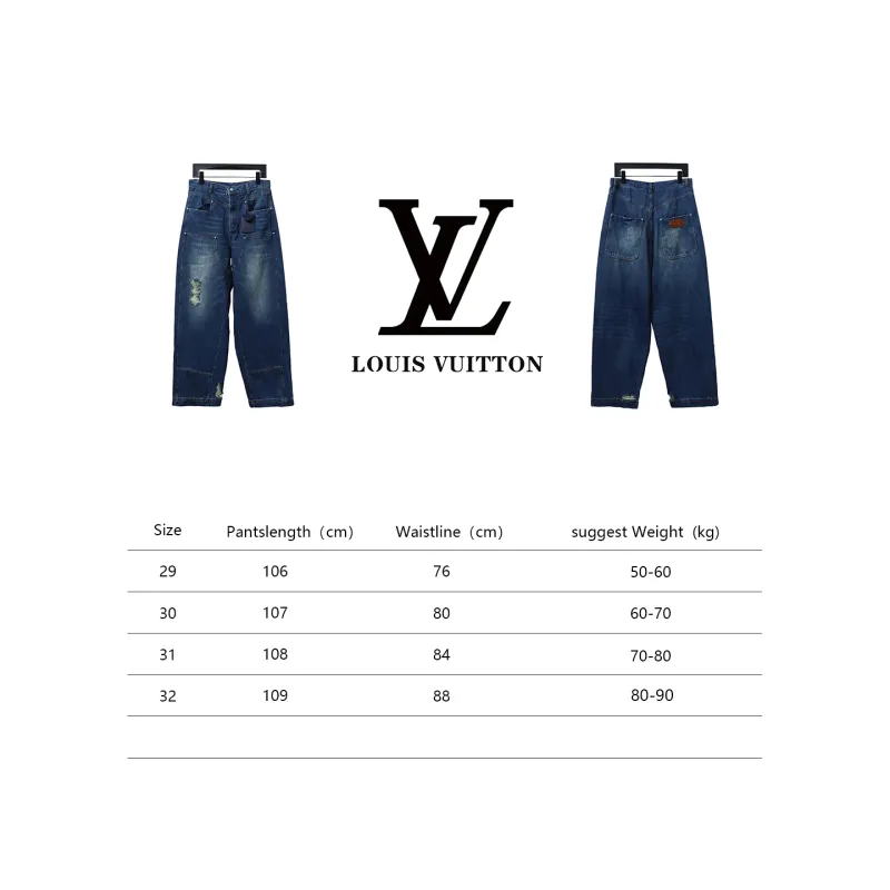  Louis Vuitton 24Fw enamel button washed distressed work Jeans