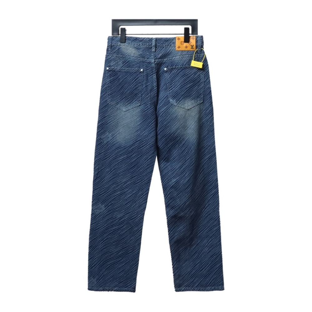  Louis Vuitton diagonal striped letter Jeans