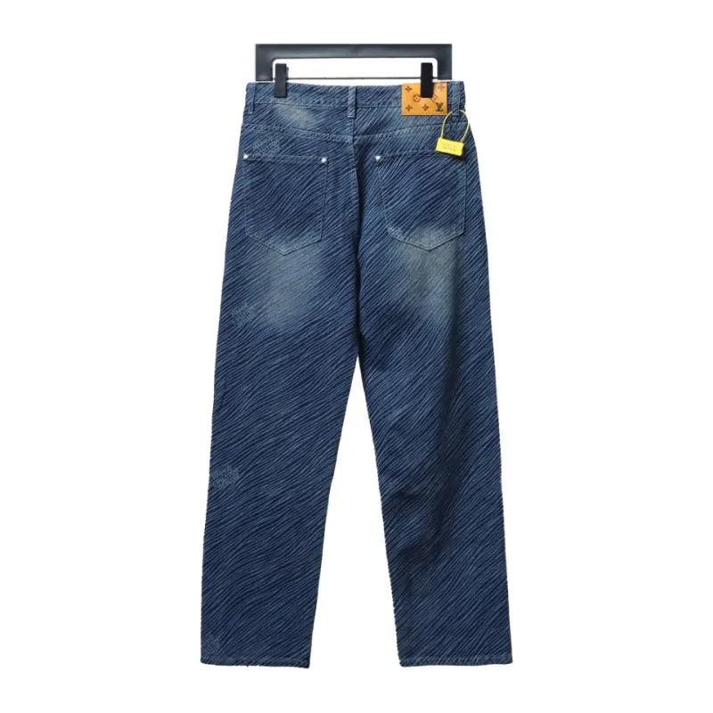  Louis Vuitton diagonal striped letter Jeans