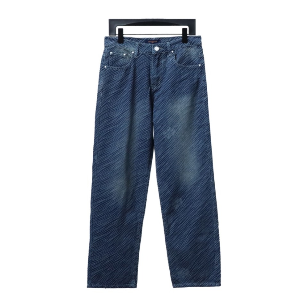  Louis Vuitton diagonal striped letter Jeans