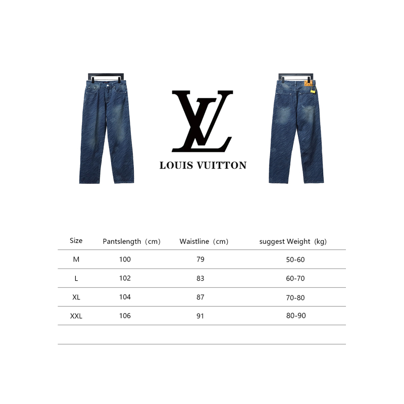  Louis Vuitton diagonal striped letter Jeans