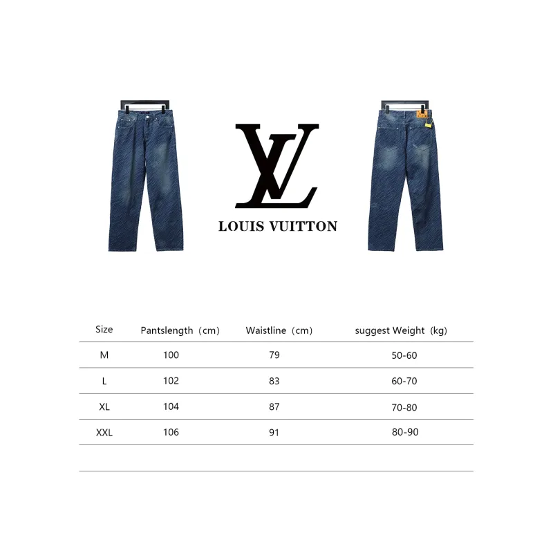  Louis Vuitton diagonal striped letter Jeans