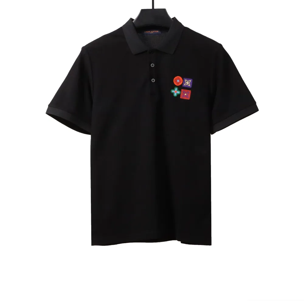 Louis Vuitton four-leaf clover embroidery badge POLO black