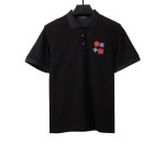 Louis Vuitton four-leaf clover embroidery badge POLO black